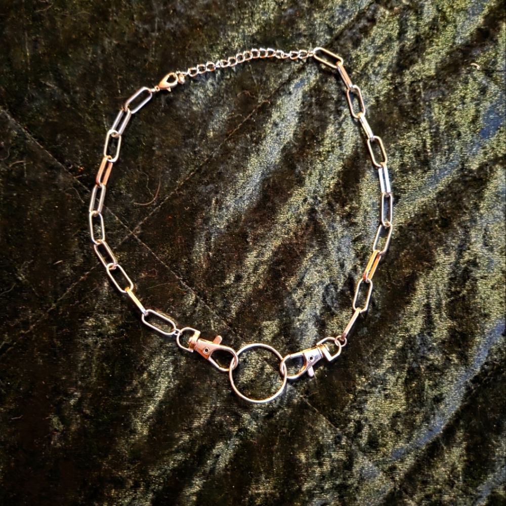 Silver Chain Link Necklace With O Ring